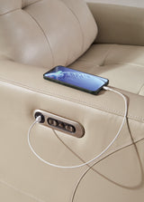 Pisgham Sand Leather Power Recliner