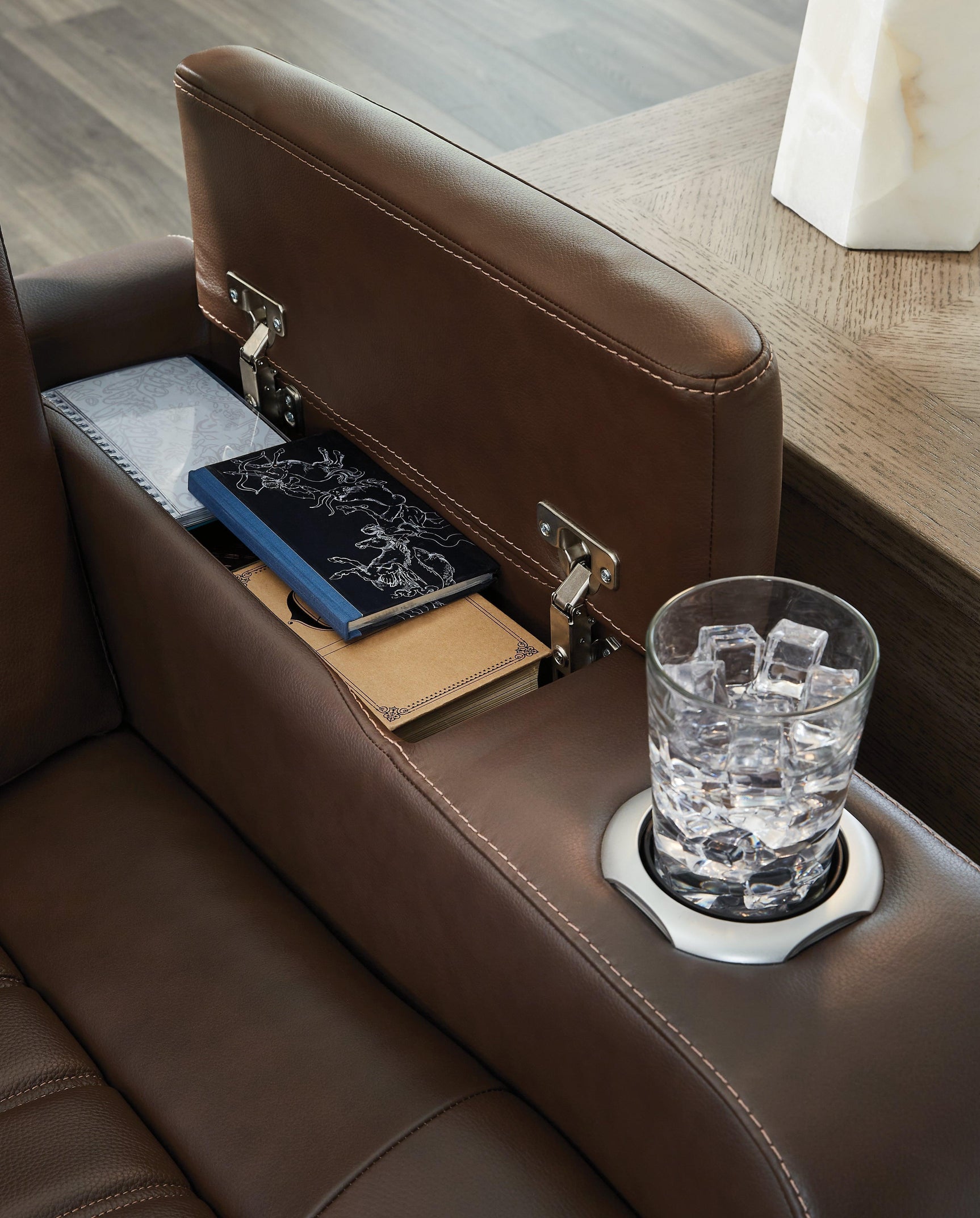 High Impact Tobacco Leather Power Recliner