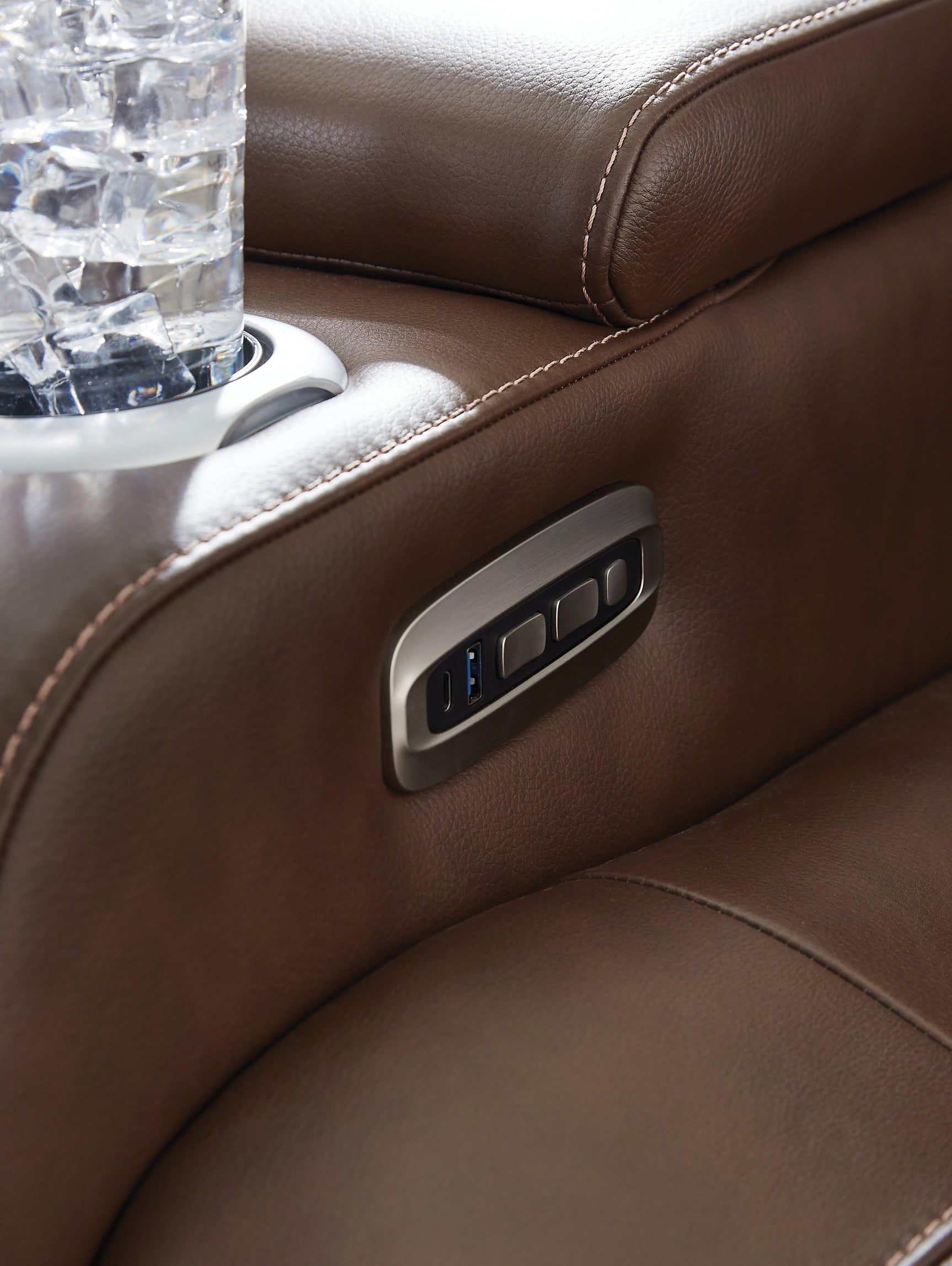High Impact Tobacco Leather Power Recliner