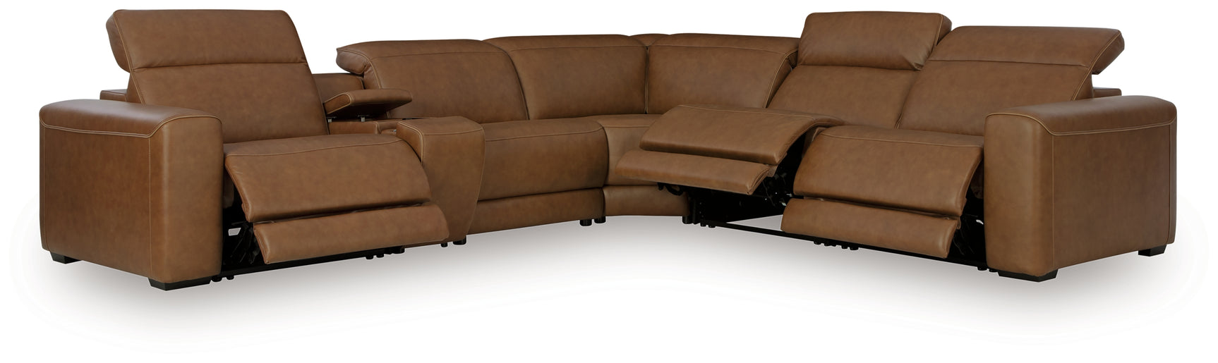 Magic Man Caramel 6-Piece Power Reclining Sectional with Console