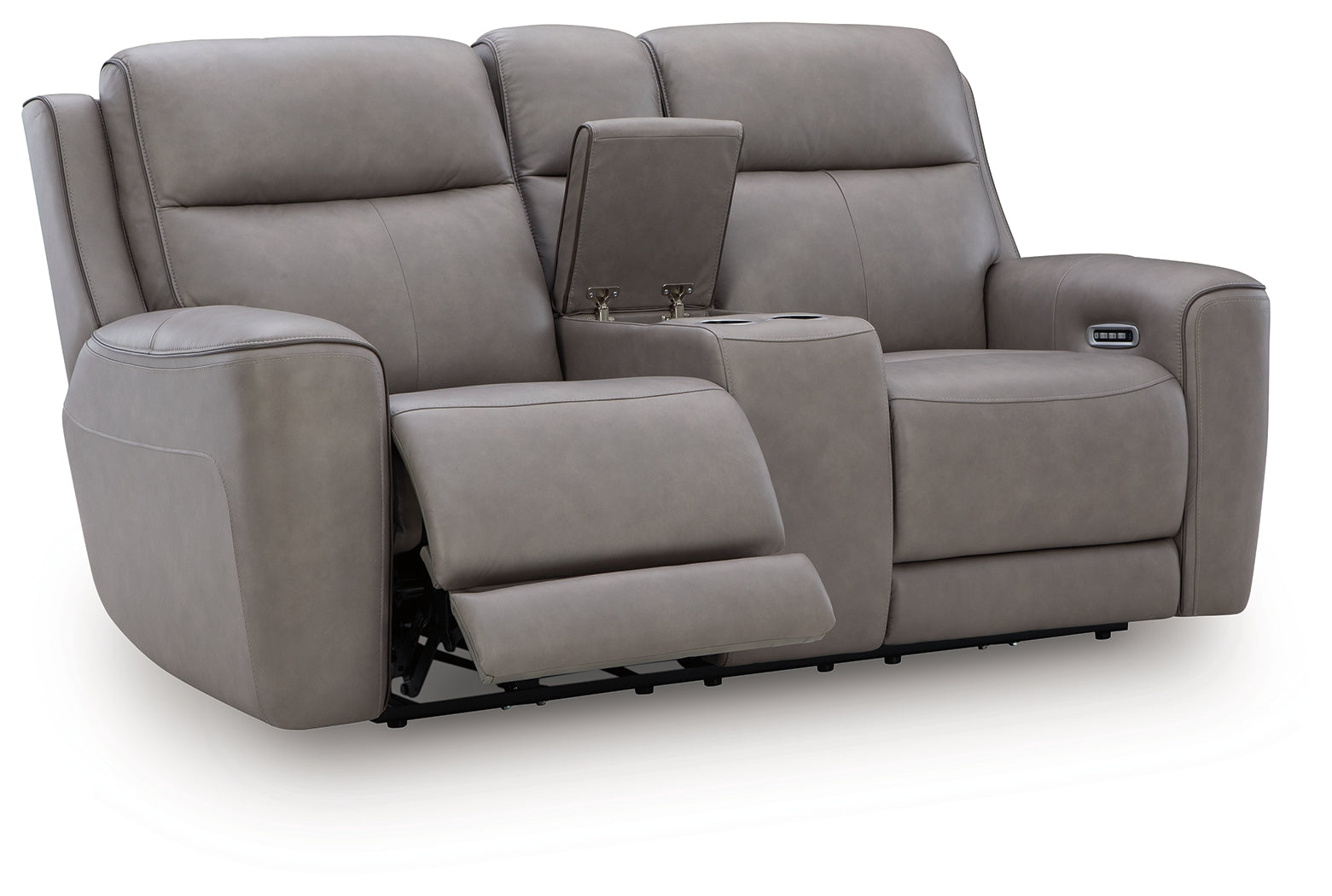 5Z-Comfort Coin Leather Power Reclining Loveseat with Console