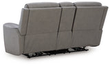 5Z-Comfort Coin Leather Power Reclining Loveseat with Console