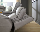 5Z-Comfort Coin Leather Power Reclining Loveseat with Console