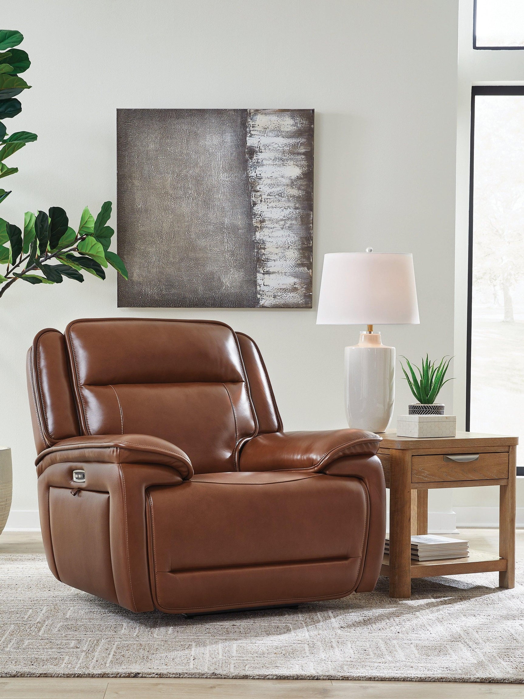 Healy Pier Chocolate Leather Power Recliner