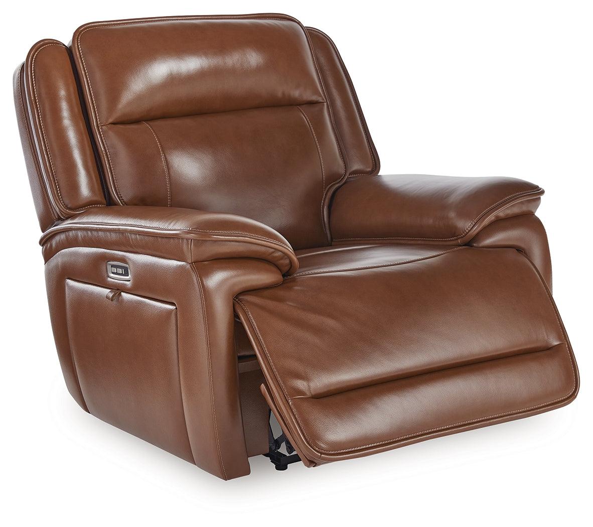 Healy Pier Chocolate Leather Power Recliner