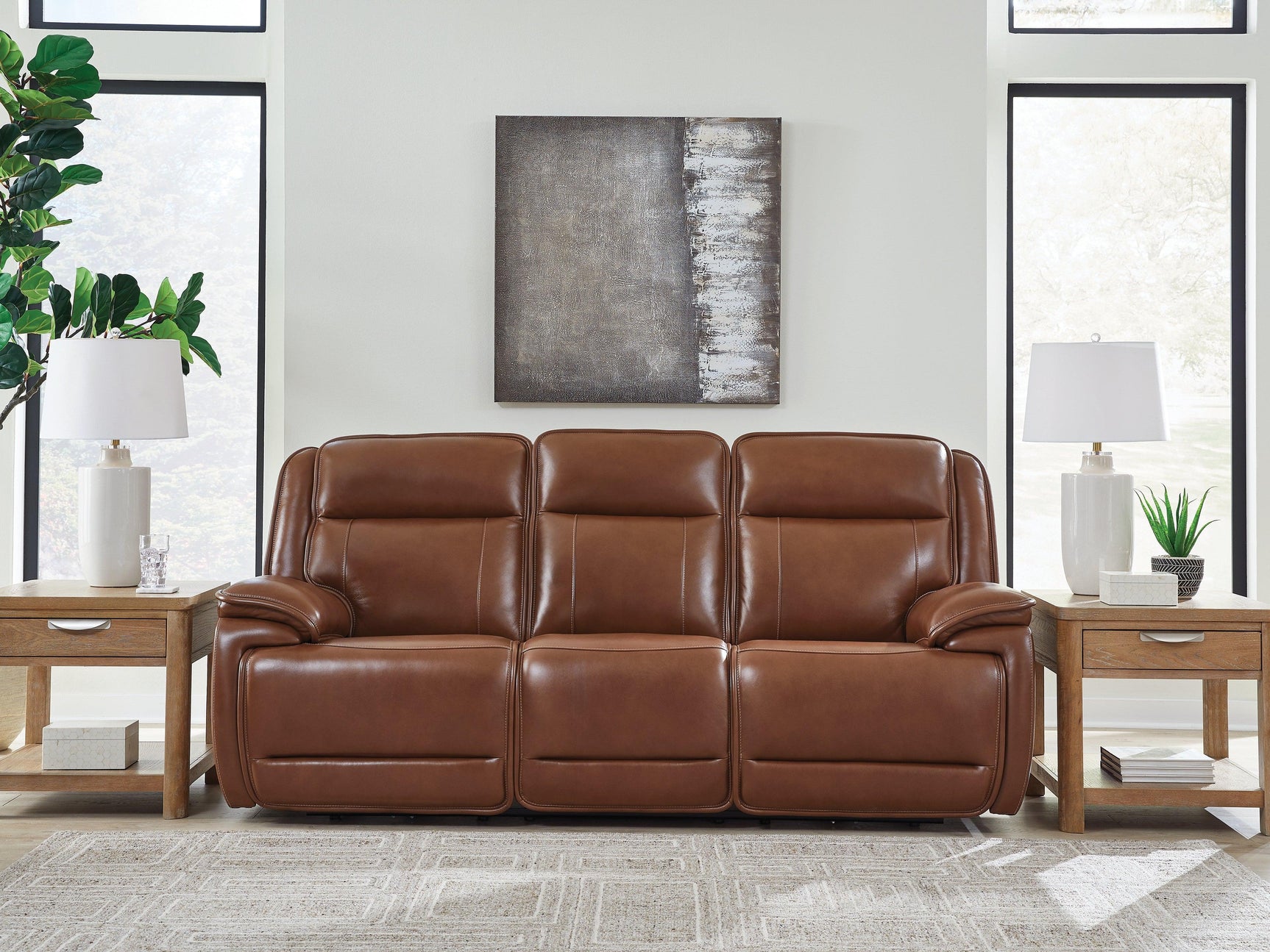 Healy Pier Chocolate Leather Power Reclining Sofa