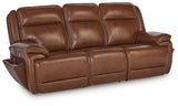 Healy Pier Chocolate Leather Power Reclining Sofa