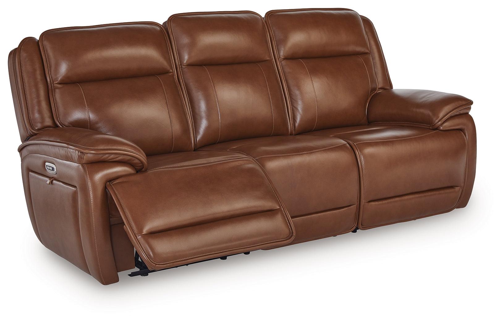 Healy Pier Chocolate Leather Power Reclining Sofa