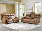 Knightington Caramel Sofa and Loveseat
