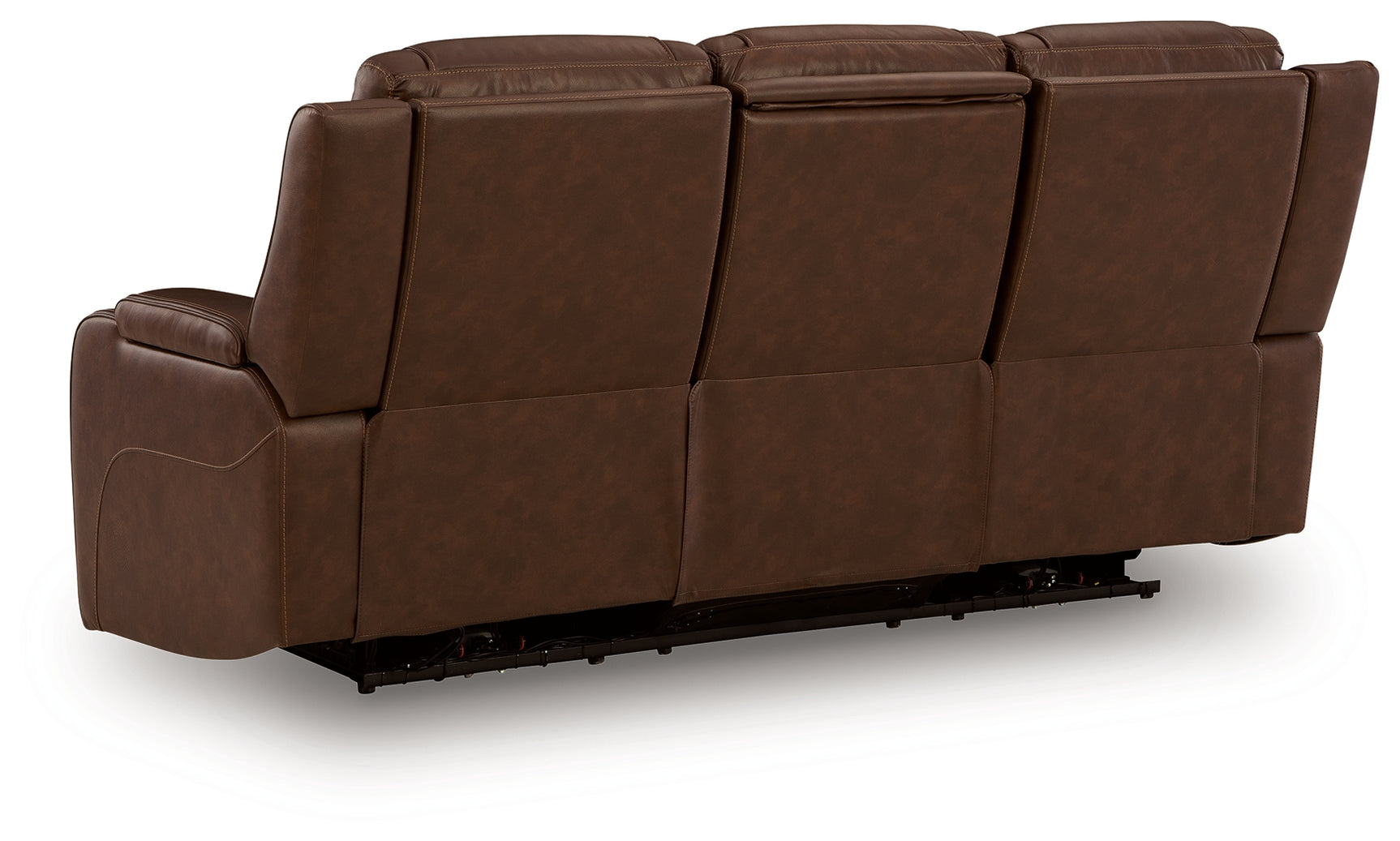 Knightington Brown Leather Power Reclining Sofa with Audio Seating