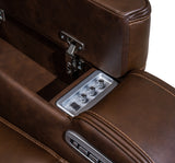 Knightington Brown Leather Power Recliner with Audio Seating