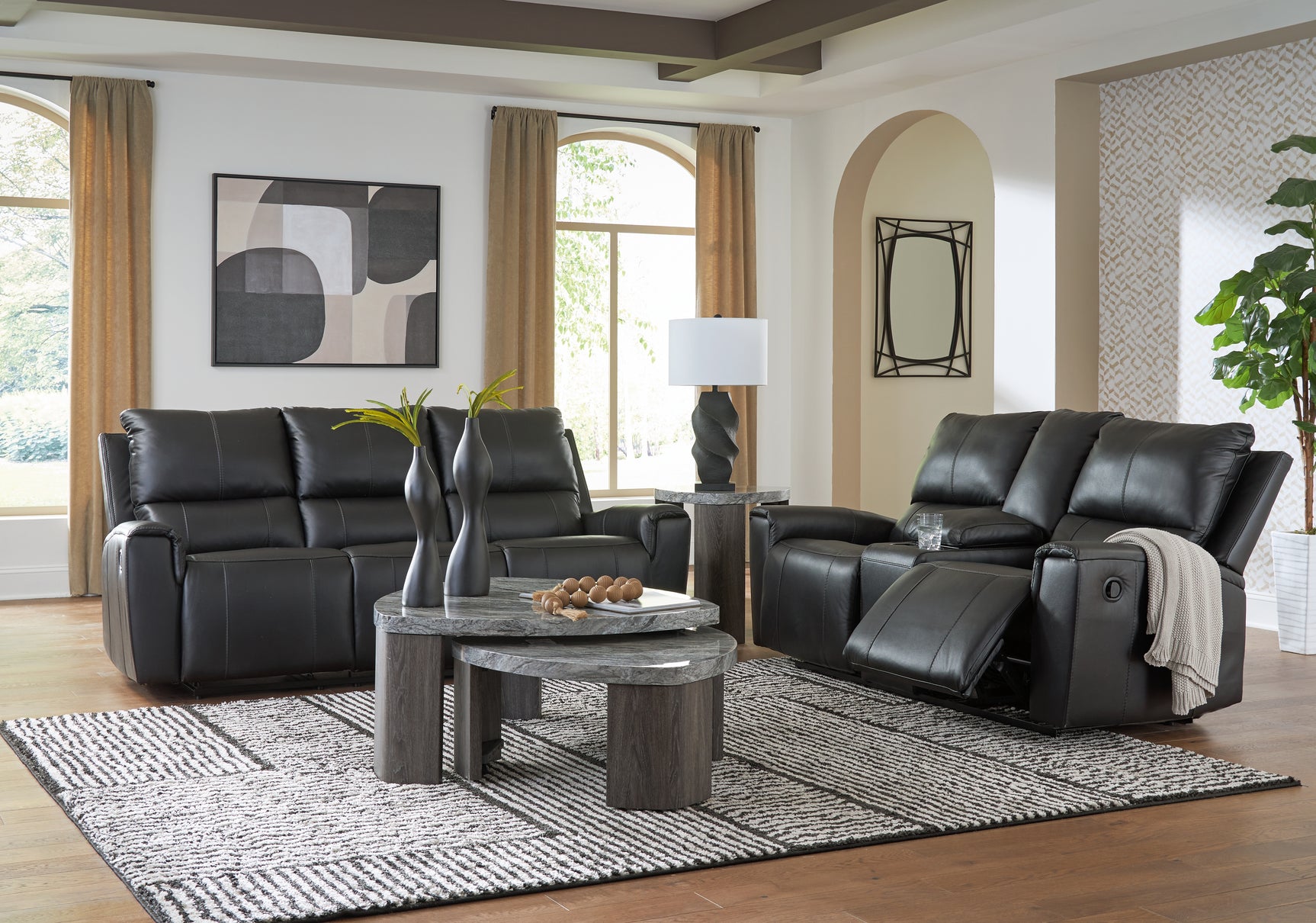 Glossmore Black Sofa and Loveseat