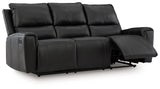 Glossmore Black Leather Reclining Sofa