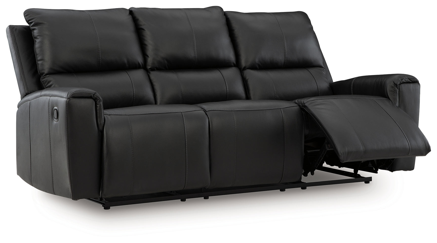 Glossmore Black Leather Reclining Sofa