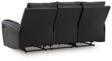 Glossmore Black Leather Reclining Sofa