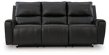 Glossmore Black Leather Reclining Sofa
