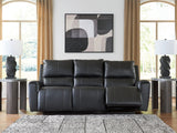 Glossmore Black Leather Reclining Sofa