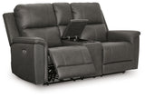 Bleckley Anchor Leather Power Reclining Loveseat with Console