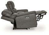 Bleckley Anchor Leather Power Reclining Loveseat with Console
