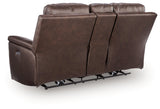 Bleckley Espresso Leather Power Reclining Loveseat with Console