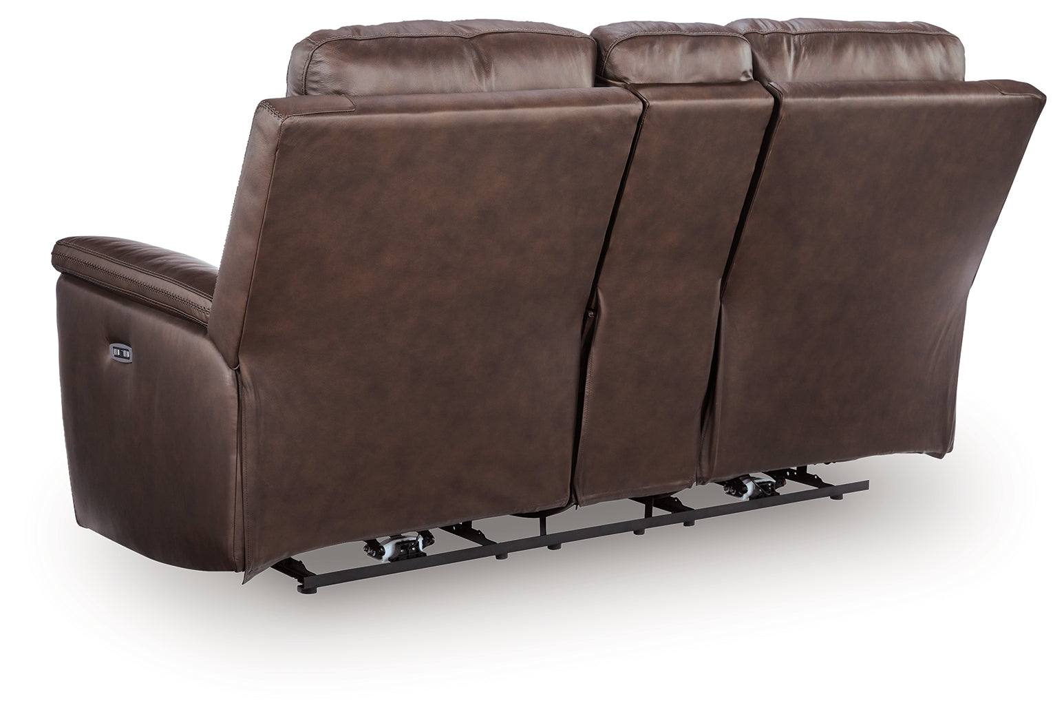 Bleckley Espresso Leather Power Reclining Loveseat with Console