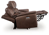 Bleckley Espresso Leather Power Reclining Loveseat with Console