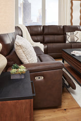 Bleckley Espresso Leather 5-Piece Power Reclining Sectional