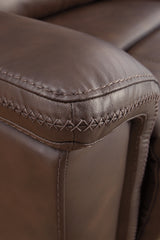 Bleckley Espresso Leather 5-Piece Power Reclining Sectional