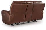 Next Move Mahogany Leather Power Reclining Loveseat with Console