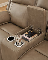 Glencroft Sahara Leather Power Reclining Loveseat with Console