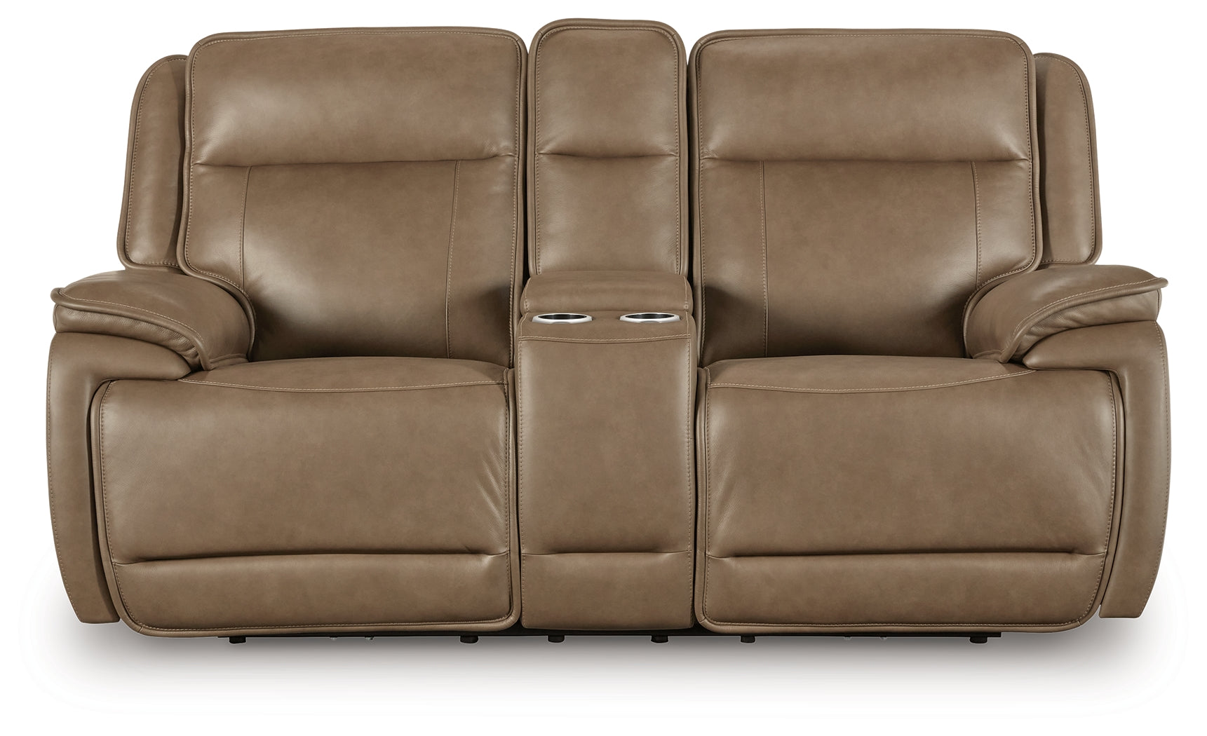 Glencroft Sahara Leather Power Reclining Loveseat with Console