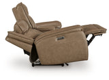 Glencroft Sahara Leather Power Reclining Loveseat with Console