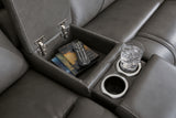 5Z - Pittson Anchor Leather 3-Piece Power Reclining Sectional Loveseat with Console
