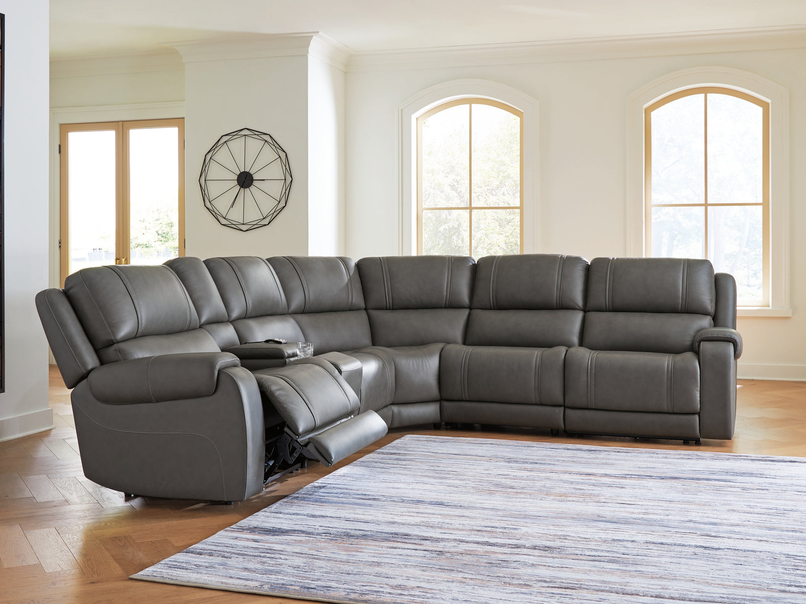 5Z - Pittson Anchor Leather 6-Piece Power Reclining Sectional