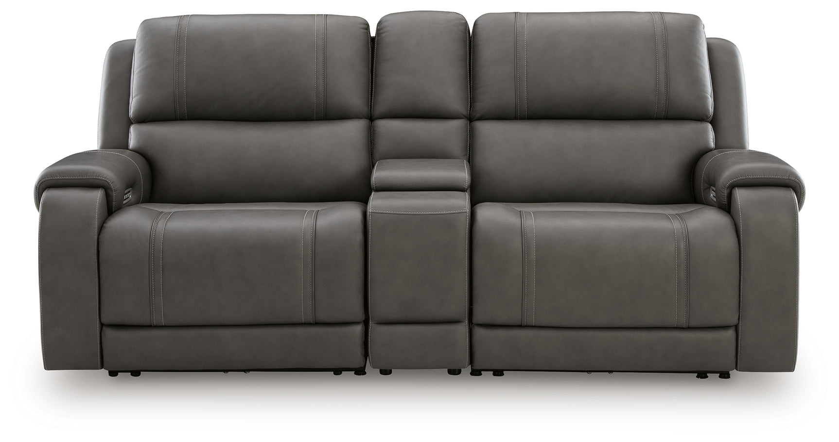 5Z - Pittson Anchor Leather 3-Piece Power Reclining Sectional Loveseat with Console
