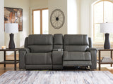 5Z - Pittson Anchor Leather 3-Piece Power Reclining Sectional Loveseat with Console