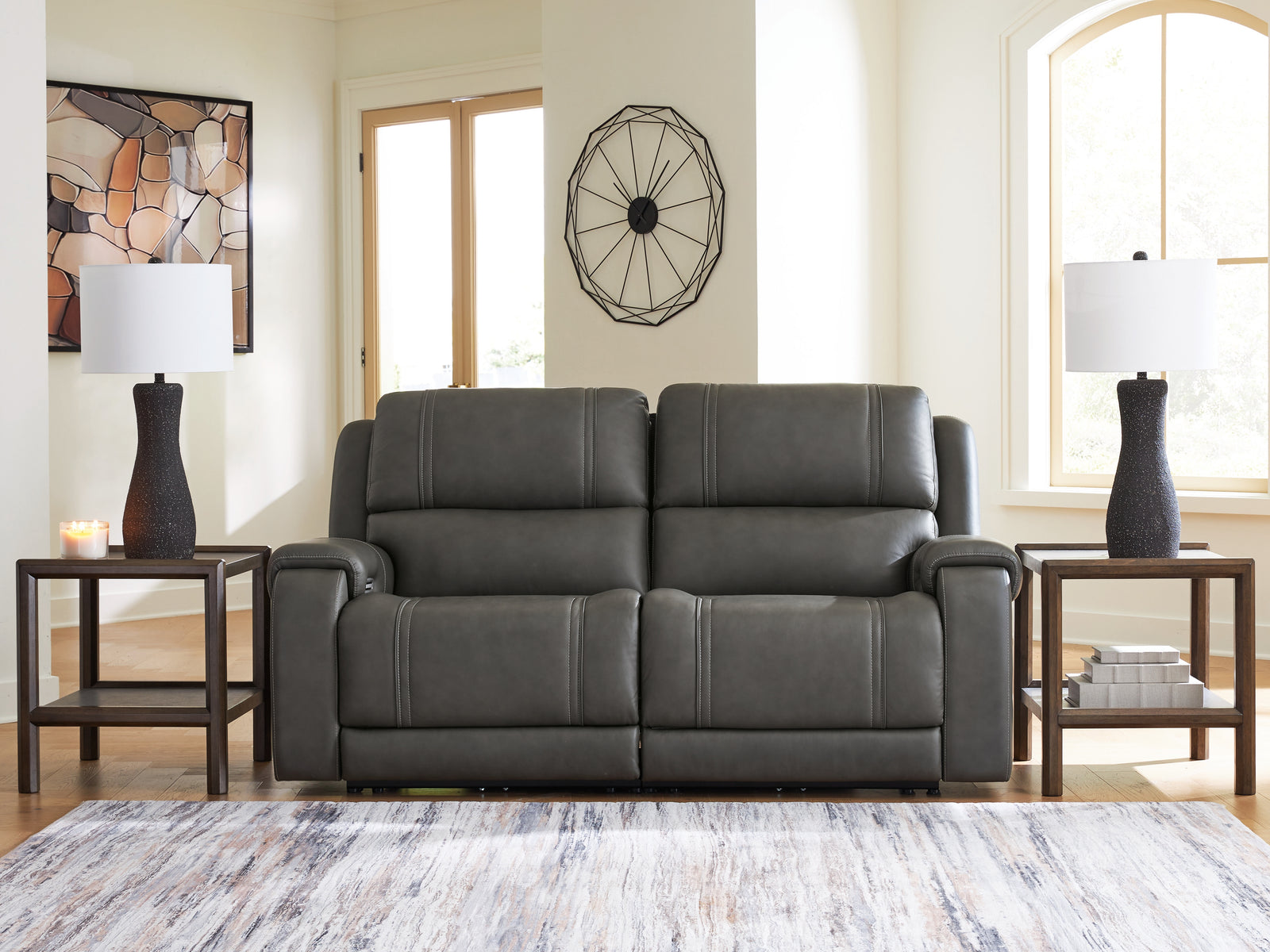 5Z - Pittson Anchor Leather 2-Piece Power Reclining Sectional Loveseat