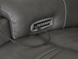 5Z - Pittson Anchor Leather 3-Piece Power Reclining Sectional Loveseat with Console