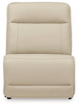 Double Deal Almond Leather 5-Piece Reclining Sectional with Console