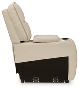 Double Deal Almond Leather 5-Piece Reclining Sectional with Console