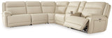 Double Deal Almond Leather 6-Piece Power Reclining Sectional
