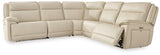 Double Deal Almond Leather 5-Piece Power Reclining Sectional
