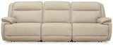 Double Deal Almond Leather 3-Piece Power Reclining Sofa Sectional