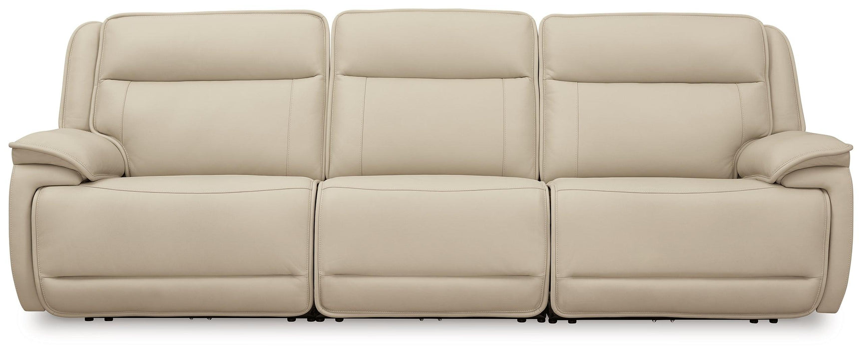 Double Deal Almond Leather 3-Piece Power Reclining Sofa Sectional