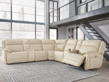 Double Deal Almond 7-Piece Reclining Sectional with 2 Consoles