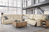 Double Deal Almond 7-Piece Reclining Sectional with 2 Consoles