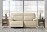 Double Deal Almond Leather 2-Piece Power Reclining Loveseat Sectional