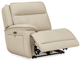 Double Deal Almond Leather 5-Piece Reclining Sectional with Console