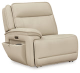 Double Deal Almond Leather 4-Piece Reclining Sectional