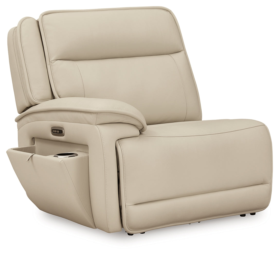 Double Deal Almond Leather 5-Piece Reclining Sectional with Console